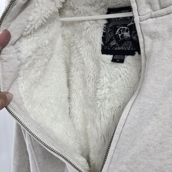 Vintage Fox Racing Sasquatch Zip Hoodie Fur Lined Monogram Logo Y2K Women Sz XL - Picture 6 of 7